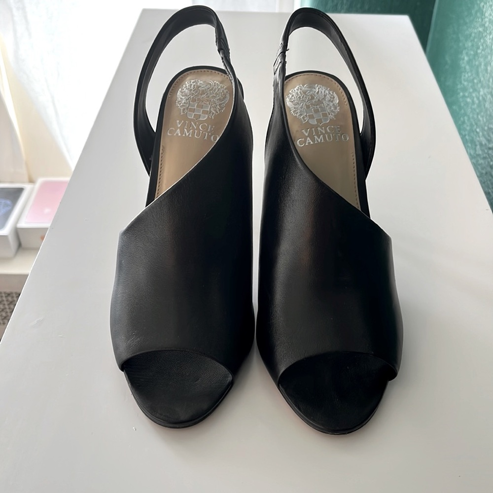 Vince Camuto Crasantha Leather Peep Toe Slip-On Stiletto Heel